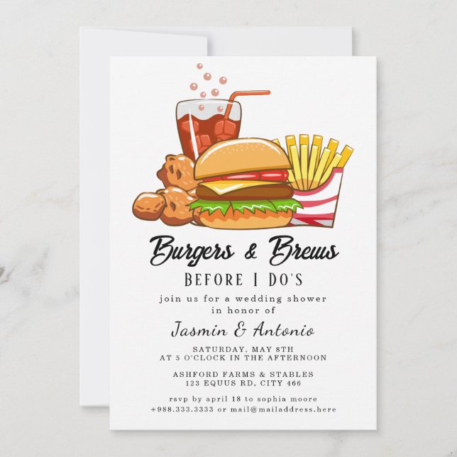 Invitation de jus et de hamburgers (Devant)