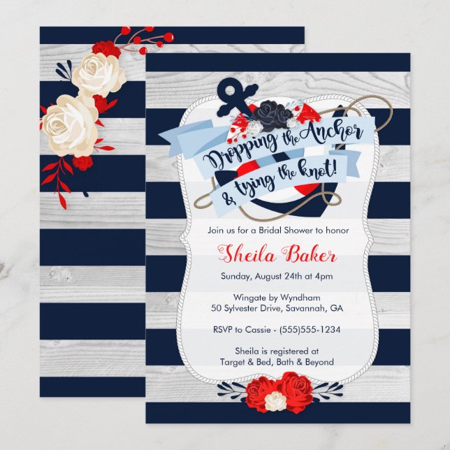Invitation de la Ancre à la douche nuptiale - Naut (Devant / Derrière)