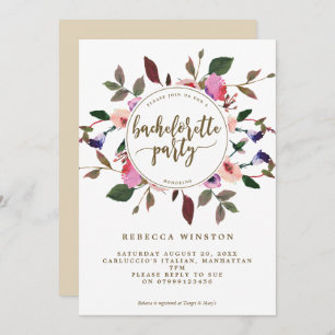 invitation de la bachelorette rose violet