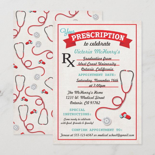 Invitation de la bande d'ordonnance Médicale (Devant / Derrière)