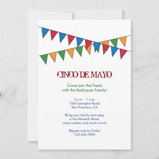 Invitation de la bannière Cinco de Mayo (Devant)
