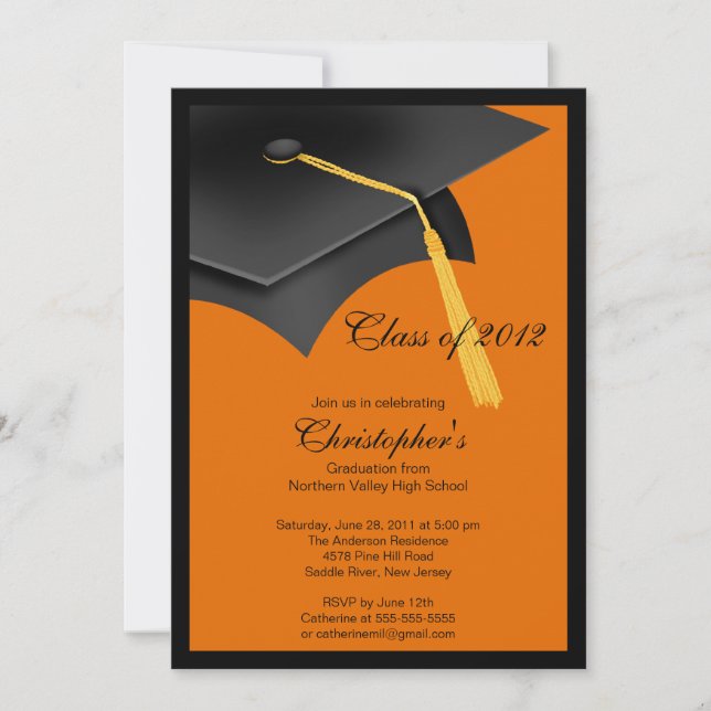 Invitation de la Black Grad Casquette Graduation P (Devant)