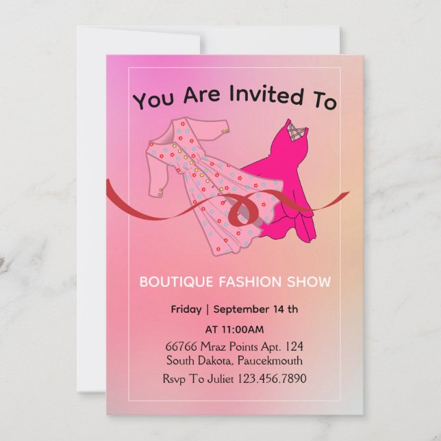 invitation de la boutique de vêtements rouges (Devant)