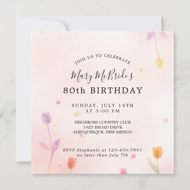 Invitation de la carte d'anniversaire 80e (Devant)