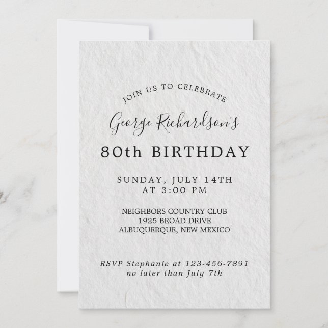 Invitation de la carte d'anniversaire 80e (Devant)