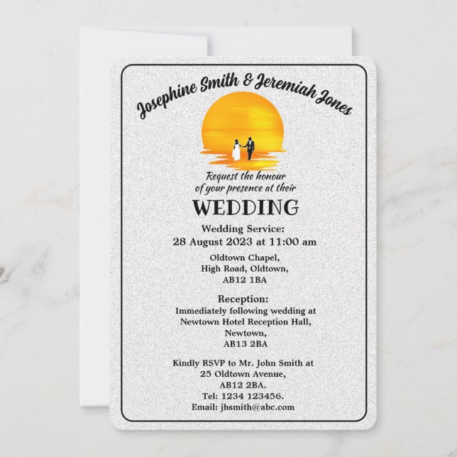 Invitation de la carte Mariage Couple Sunset textu (Devant)