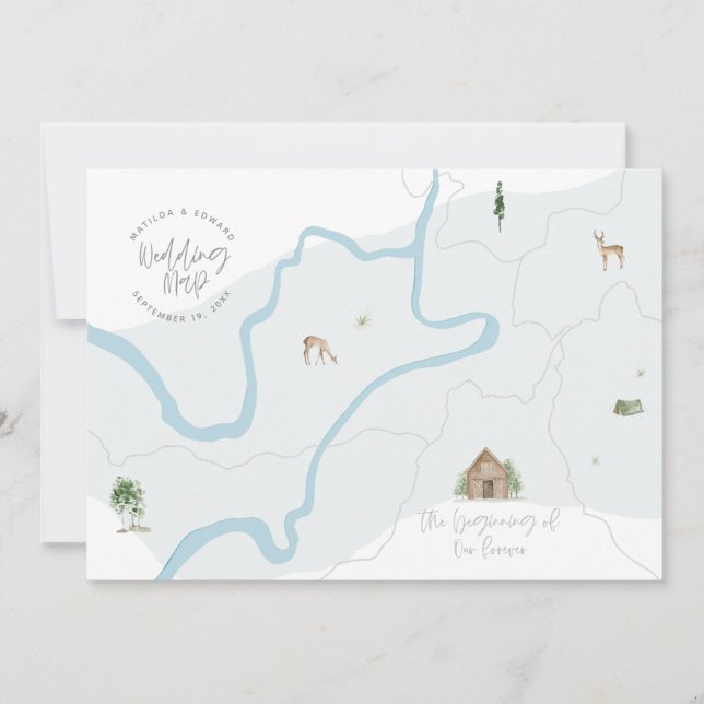 Invitation de la carte mariage de l'aquarelle pein (Devant)