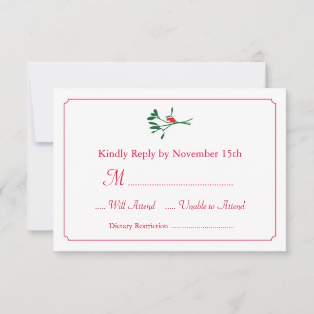 Invitation de la carte RSVP Mistletoe de Noël (Devant)