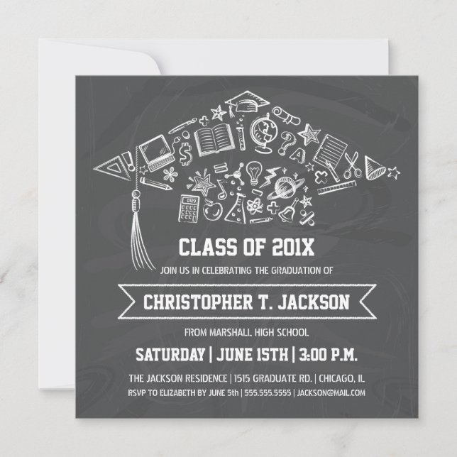 Invitation de la casquette de graduation de tablea (Devant)