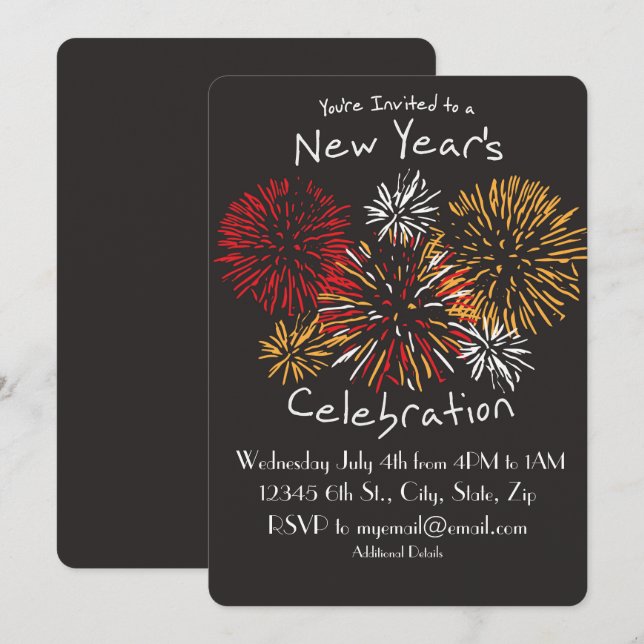 Invitation de la célébration de nouvelle année (Devant / Derrière)