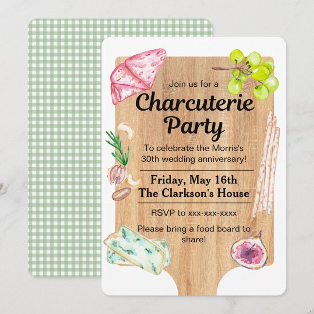 Invitation de la Charcuterie Food Board (Devant / Derrière)