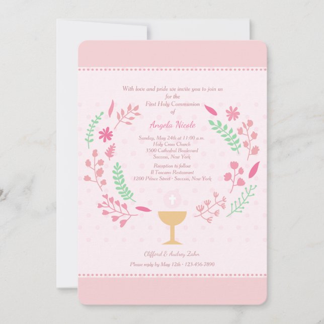 Invitation de la communion de la fille (Devant)