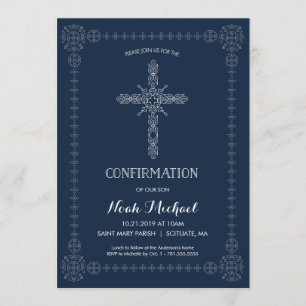 Invitation de la confirmation du garçon - croix