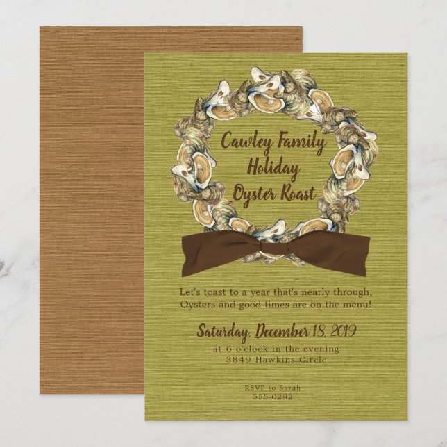 Invitation de la couronne d'huîtres de vacances (Devant / Derrière)