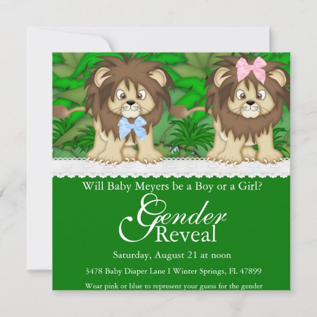 Invitation de la Coute Lion Safari Gender Reveval  (Devant)