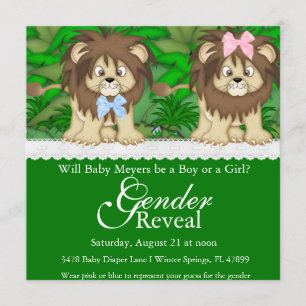 Invitation de la Coute Lion Safari Gender Reveval