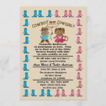 Invitation de la Cowgirl ou de la Cowboy Gender Re