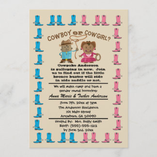 Invitation de la Cowgirl ou de la Cowboy Gender Re