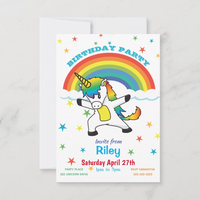 Invitation de la danse magique Unicorn Rainbow & S (Devant)