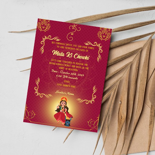 Invitation de la déesse Mata Ki Chowki Durga Jagra (Créateur téléchargé)