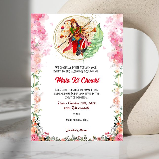 Invitation de la déesse Mata Ki Chowki Durga Jagra (Créateur téléchargé)