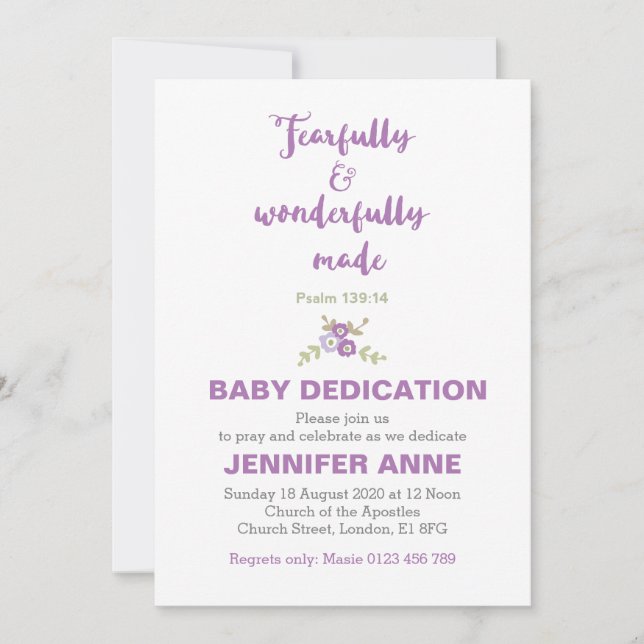 Invitation de la divinité de bébé avec crainte et  (Devant)