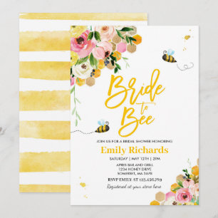 Invitation De La Douche D'Abeille Mariée Florale À