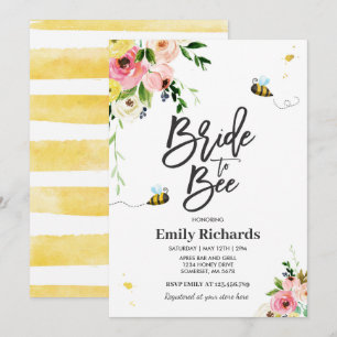 Invitation De La Douche D'Abeille Mariée Florale À