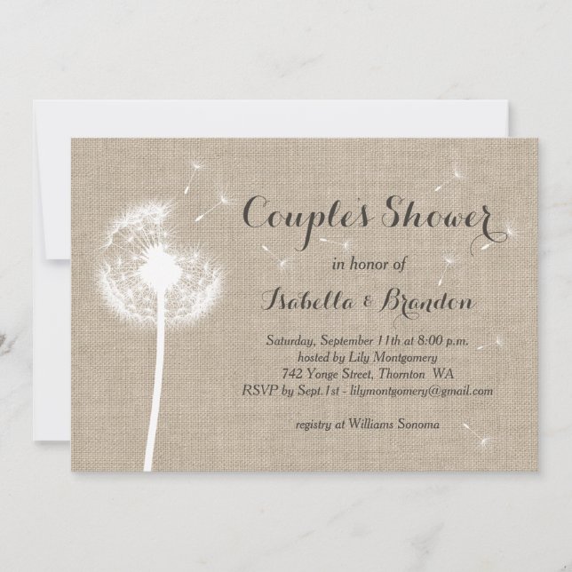 Invitation de la douche du couple floral de toile (Devant)