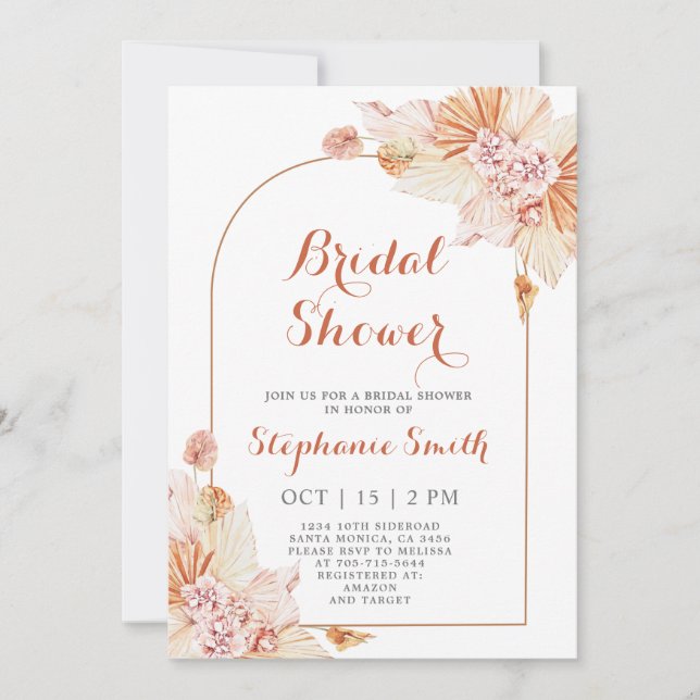 Invitation de la douche nuptiale Boho Terracotta (Devant)