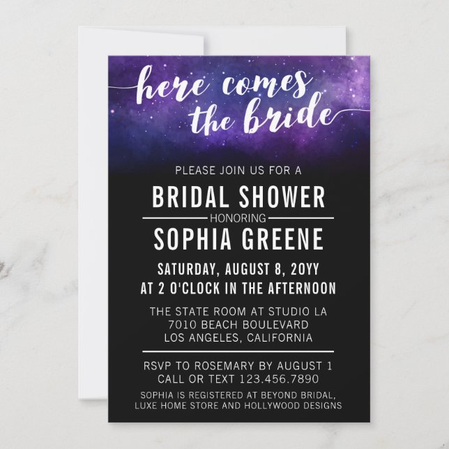 Invitation de la douche nuptiale céleste du Mariag (Devant)