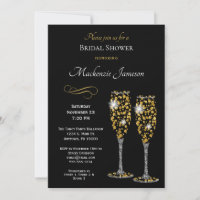 Invitation de la douche nuptiale Champagne Black