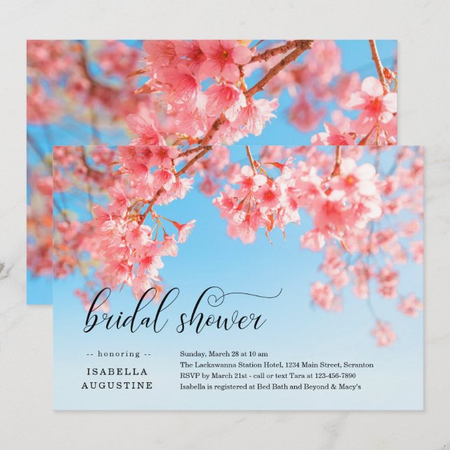 Invitation de la douche nuptiale Cherry Blossoms (Devant / Derrière)