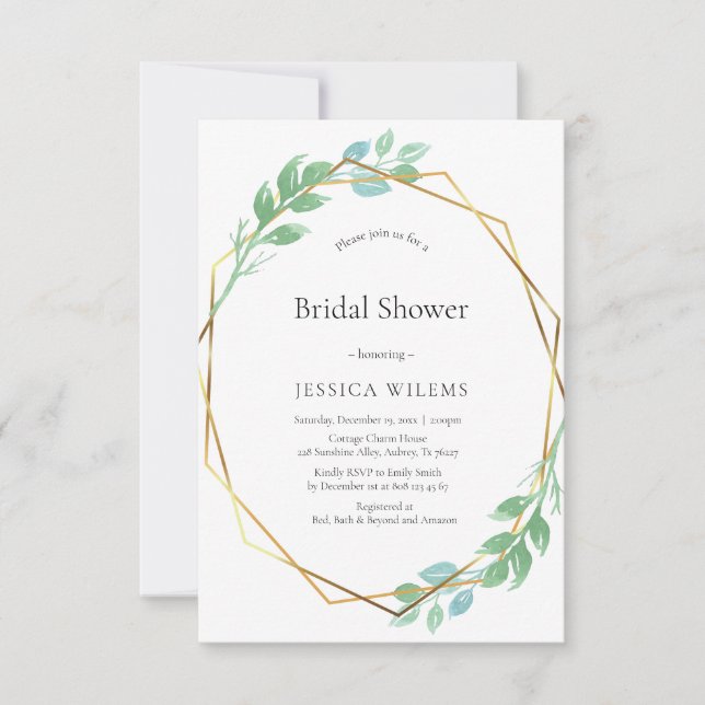 Invitation de la douche nuptiale de cadre Eucalypt (Devant)