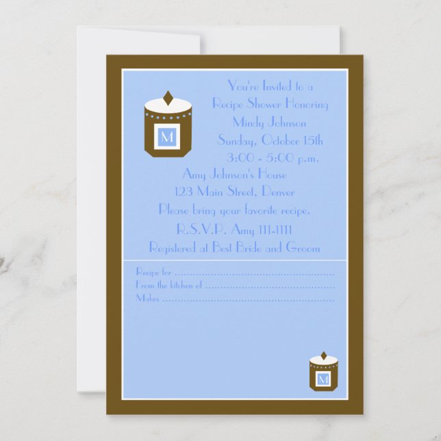 Invitation de la douche nuptiale de la recette - M (Devant)
