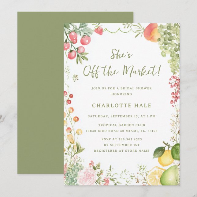 Invitation de la douche nuptiale de l'aquarelle du (Devant / Derrière)