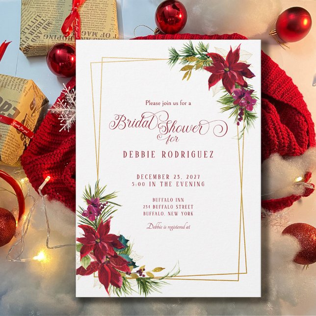 Invitation de la douche nuptiale de Noël Poinsetti (Créateur téléchargé)