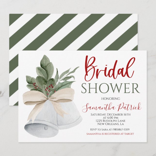 Invitation de la douche nuptiale Deck the Halls (Devant / Derrière)