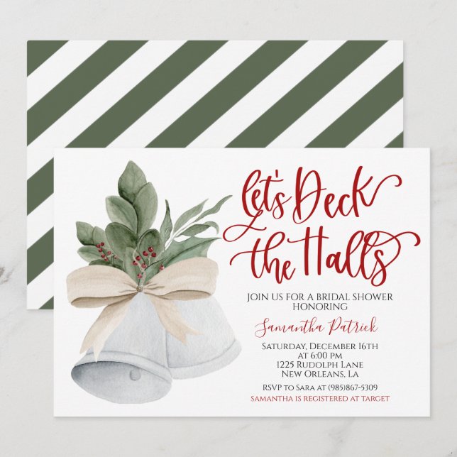 Invitation de la douche nuptiale Deck the Halls (Devant / Derrière)