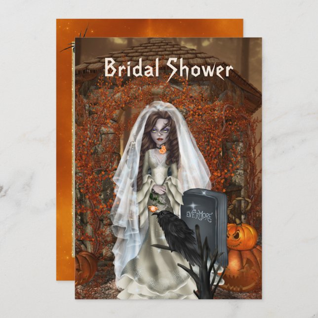 Invitation de la douche nuptiale d'Halloween (Devant / Derrière)