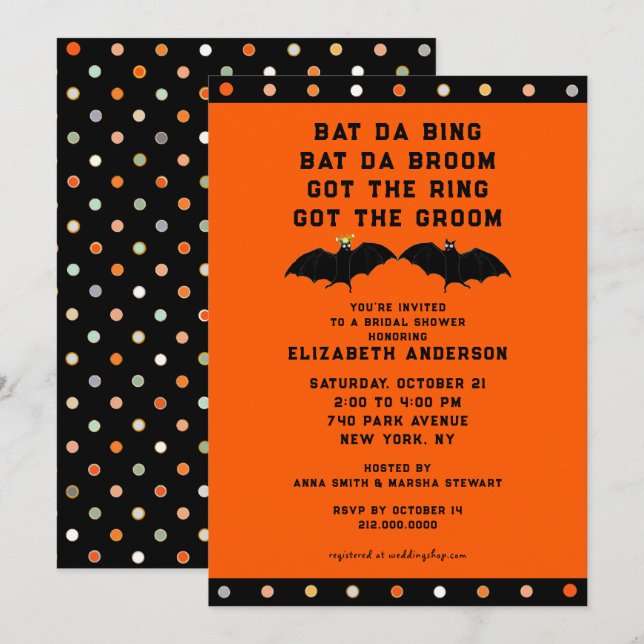 Invitation de la douche nuptiale d'Halloween (Devant / Derrière)