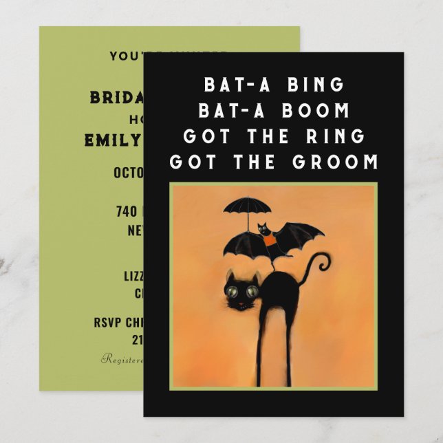 Invitation de la douche nuptiale d'Halloween (Devant / Derrière)