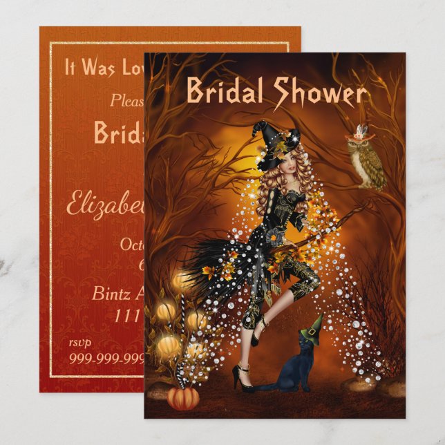 Invitation de la douche nuptiale d'Halloween avec  (Devant / Derrière)