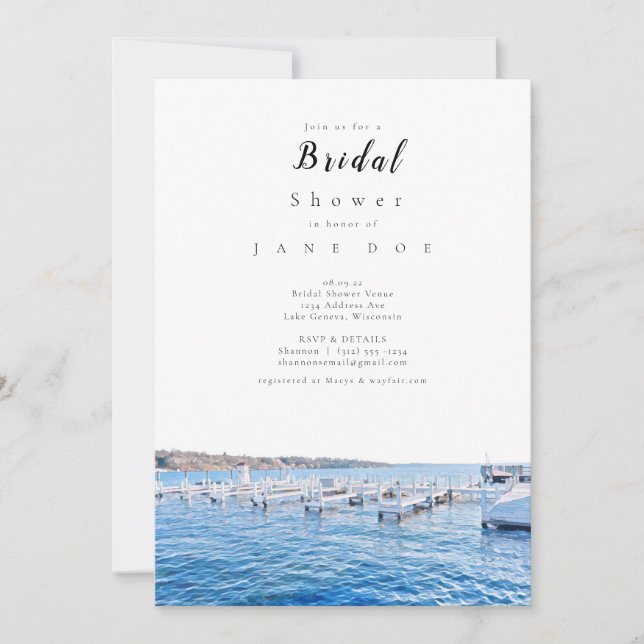 Invitation de la douche nuptiale du Wisconsin Lake (Devant)