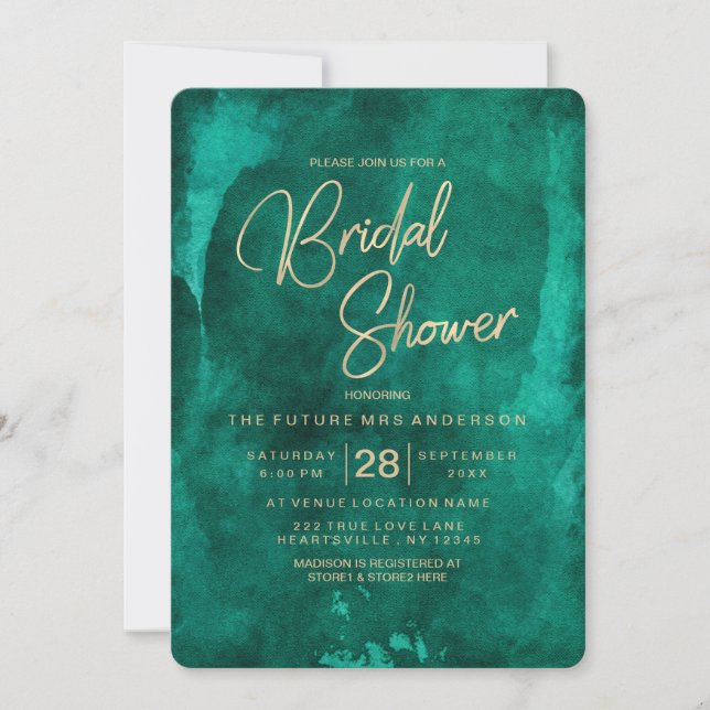 Invitation de la douche nuptiale Emerald Green Wat (Devant)