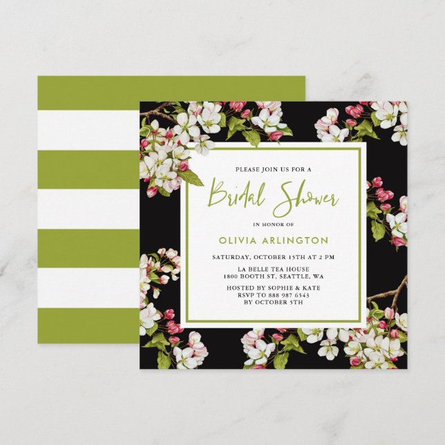 Invitation de la douche nuptiale en fleurs de ceri (Devant / Derrière)