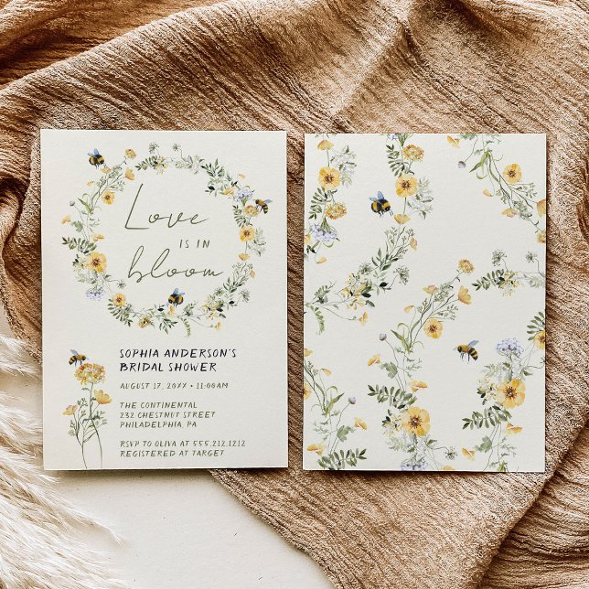 Invitation de la douche nuptiale fleur sauvage Bee (Créateur téléchargé)
