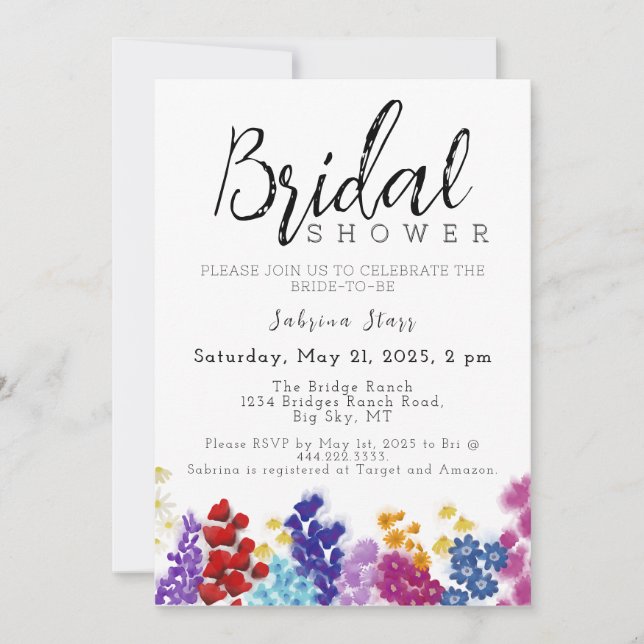 Invitation de la douche nuptiale Fleur sauvage Boh (Devant)