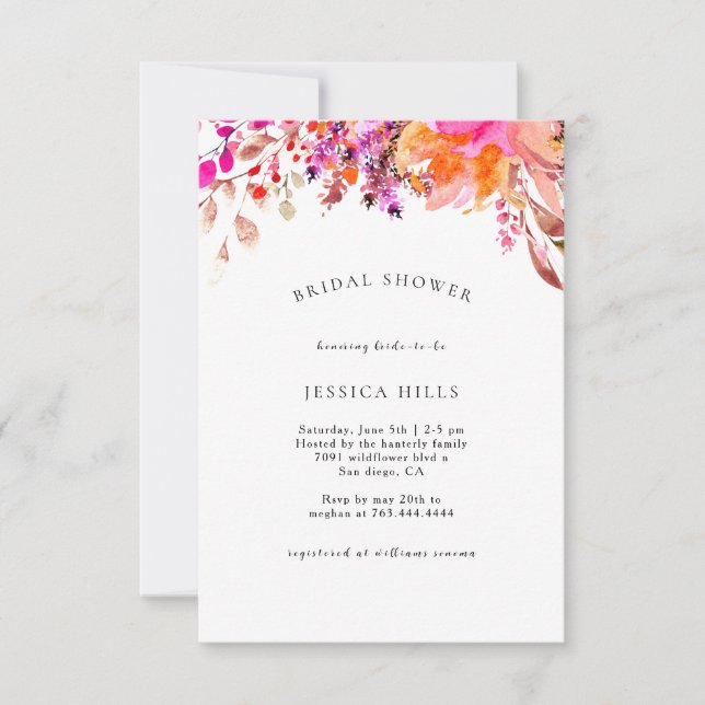 Invitation de la douche nuptiale Fleur sauvage Boh (Devant)