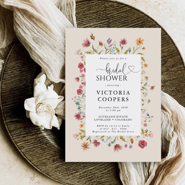 Invitation de la douche nuptiale Fleur sauvage Boh (Créateur téléchargé)